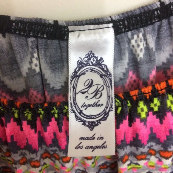 2B Together Crochet Fringed Bell Sleeve Tunic Dress Aztec Boho Tribal Size Large - Picture 4 of 5